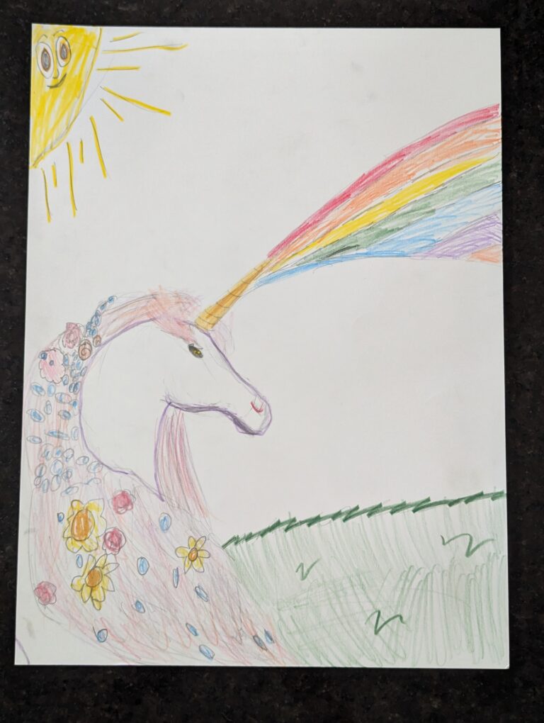 Unicorn shooting rainbows.